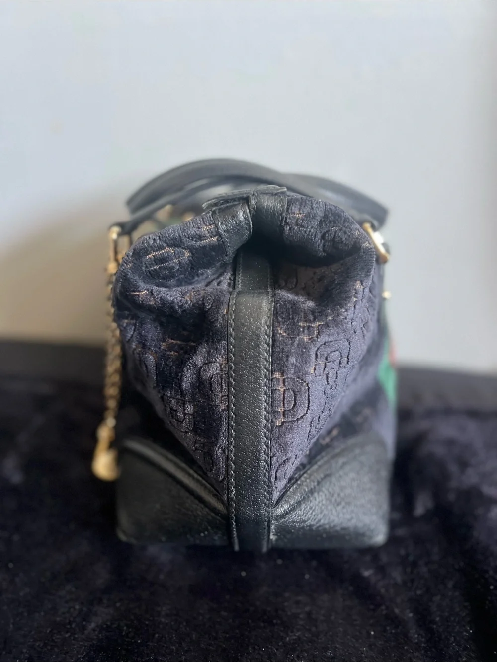 Gucci Guccissima Velvet Mini Boston Bag Gold